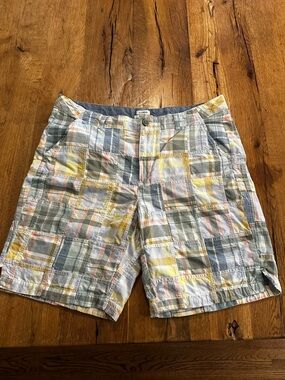 L.L.Bean Women's Patchwork Madras Pastel Favorite Fit Bermuda Shorts